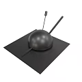 Modern Black Sphere On Square Base With Two Vertical Rods Design