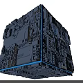 Smart Machine Cube Structure With Intricate Mechanical Components And Blue Accent Lines 3d model
