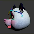 Cute Panda Plush Toy Wearing Colorful Sunglasses With Pink Nose And Tongue Out