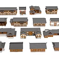 Traditional Chinese Architecture Models With Various Styles And Wooden Tile Roofs