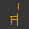 Artistic Yellow Chair With Blue Cushion And Graffiti Design On Backrest