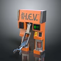 Game Character H.E.V. Equipment Station With Orange Design Digital Screen And Mechanical Structure 3d model