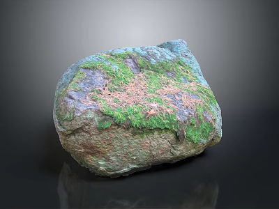 Natural Stone Material With Green Moss And Various Color Textures On Surface 3d model