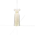 Elegant White Long Dress With Puffed Sleeves And Pleated Design Details