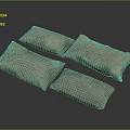 Simple Textured Fabric Pillows Four Piece Set for Modern Home Decor 3d model