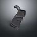 Tactical Pistol Grip Firearm Component With Ergonomic Textured Surface And Gray Metallic Finish
