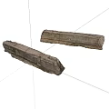 Old Weathered Long Wooden Beams With Rustic Textured Surface And Worn Edges 3d model