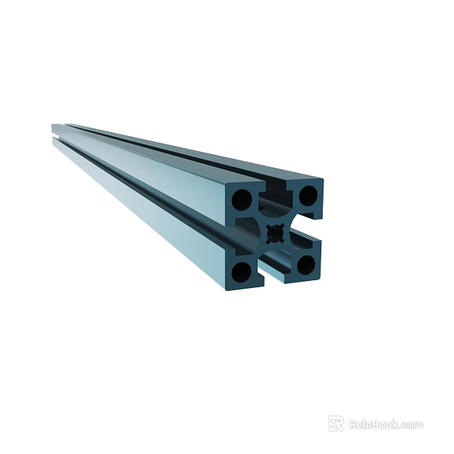 Industrial Aluminum Extruded Profile With Multiple Holes For Structural Frames 3d model 