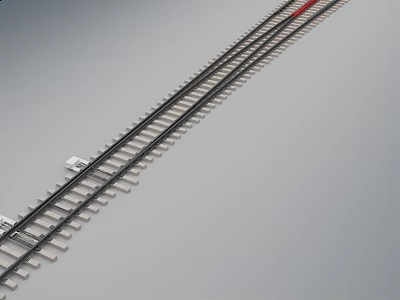 Railway Track Infrastructure With Parallel Rails Wooden Sleepers And Rail Fasteners 3d model