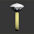 Detailed Carved Diamond Shaped Polyhedral Gemstone Sculpture On Gold Ring