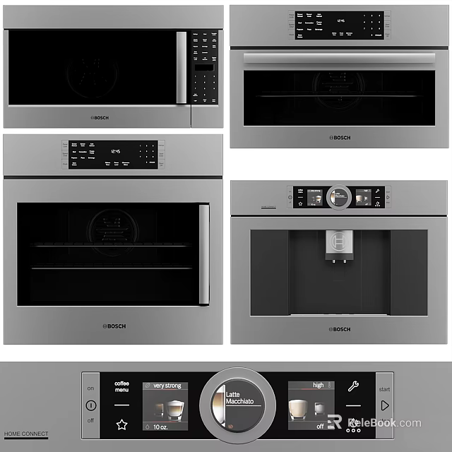 Modern BEKO Kitchen Appliances Microwave Oven Coffee Machine Stainless Steel Design 3d model 