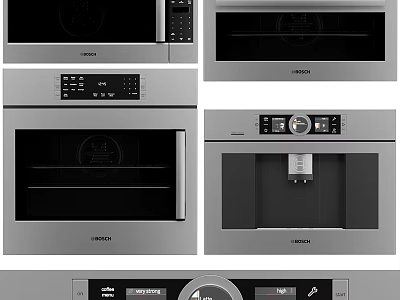 Modern BEKO Kitchen Appliances Microwave Oven Coffee Machine Stainless Steel Design 3d model