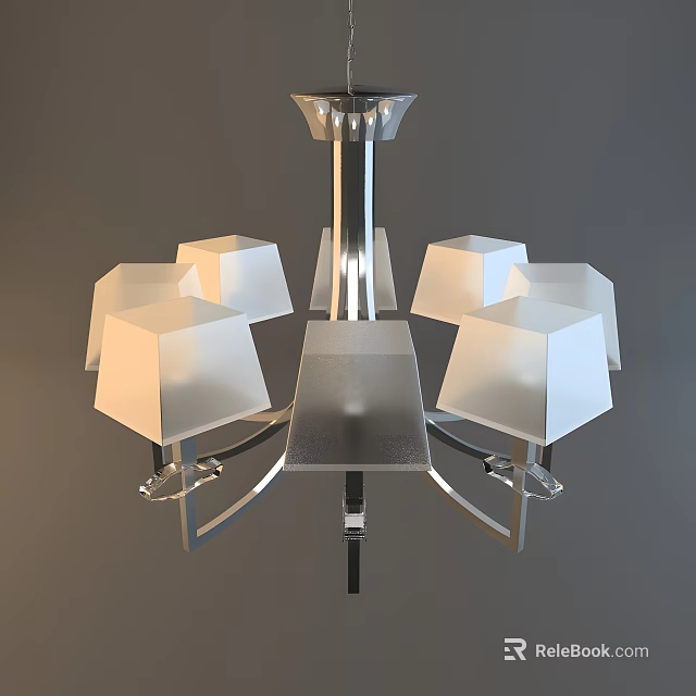 Modern Contemporary Chandelier With Geometric Acrylic Shades And Polished Metal Frame 3d model 