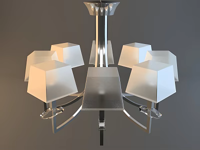 Modern Contemporary Chandelier With Geometric Acrylic Shades And Polished Metal Frame 3d model