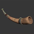 Handcrafted Traditional Horn With Intricate Silver Metal Accents And Polished Surface