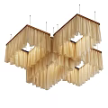 Modern Multi Layer Beige Fabric Chandelier With Geometric Design And Sheer Layers