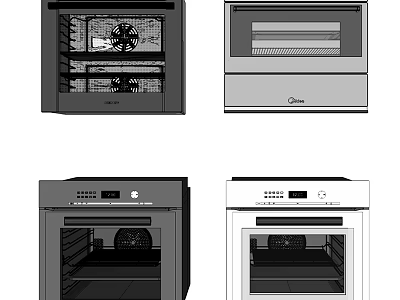 Various Style Ovens As Modern Kitchen Appliances With Different Designs 3d model