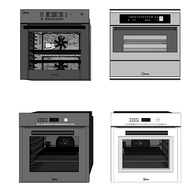 Various Style Ovens As Modern Kitchen Appliances With Different Designs 3d model