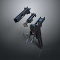 Weapon Pistol Disassembled Metal Components Displaying Frame Magazine And Barrel Parts