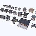 Traditional Chinese Architecture Models With Various Pavilion And Roof Styles