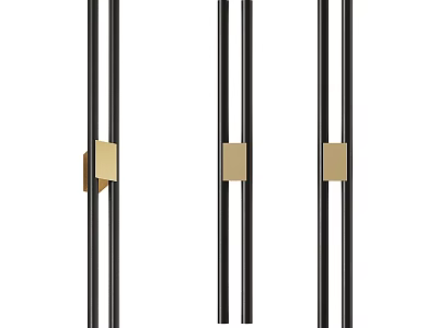 Modern Sleek Wall Mounted Sconces With Black Frame And Gold Decorative Accents 3d model