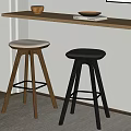 Modern Bar Stools With Beige Black Seats Wooden Black Legs In Kitchen Bar