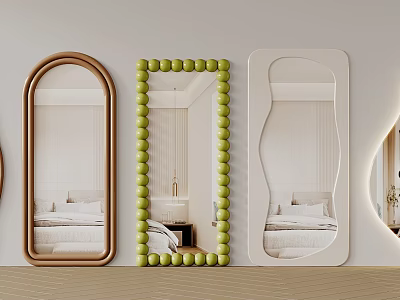 Variety Of Stylish Mirrors In Modern Bedroom 3d model