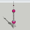 Pink Tower Structure With Double Spherical Sections And Support Base 3d model