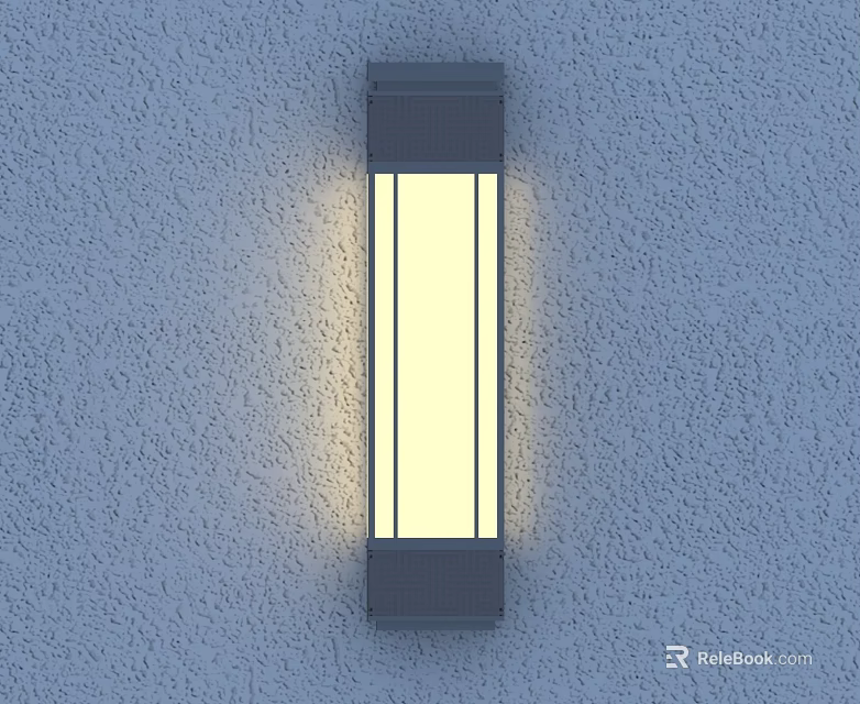 Modern Slim Rectangular Wall Lamp on Textured Wall with Warm Yellow Light 3d model 