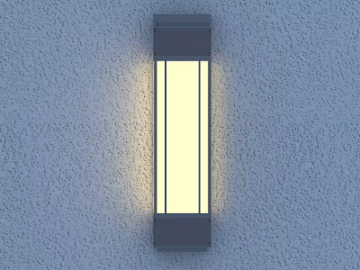 Modern Slim Rectangular Wall Lamp on Textured Wall with Warm Yellow Light 3d model
