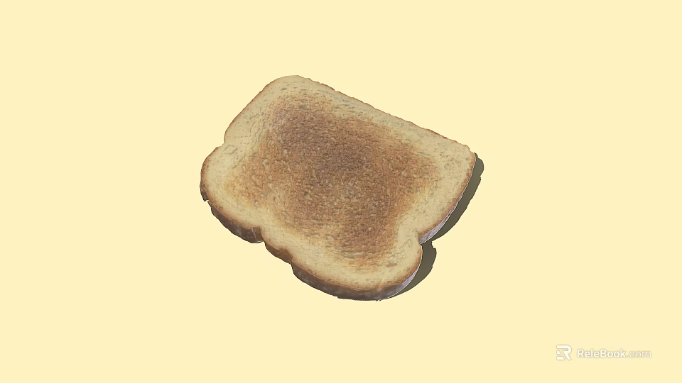 Crispy Brown Toast Slice With Baked Surface And Whole Grain Texture 3d model