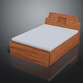 Wooden Bed Frame Furniture With Simple Headboard And White Mattress Design