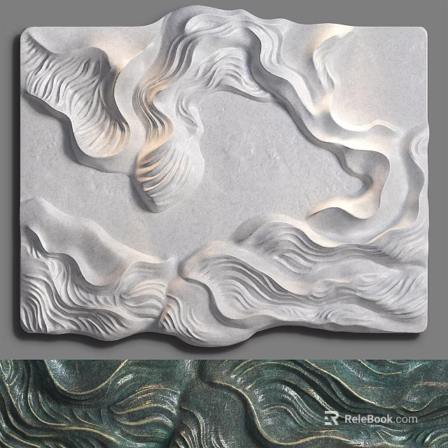 Modern Abstract Wall Decor With Wavy Relief Texture And 3D Artistic Design 3d model 
