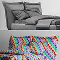 Single Bed With Blue Gray Pillows Cozy Bedding And Gray Upholstered Headboard