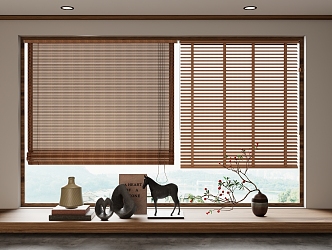 new bamboo curtain rolling curtain 3d model