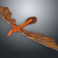 Vibrant Orange Flying Reptile With Large Membranous Wings And Intricate Body Scales