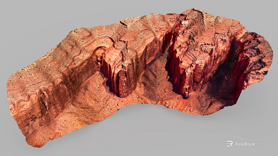Natural Red Rock Microtopography With Eroded Landforms And Layered Textures 3d model