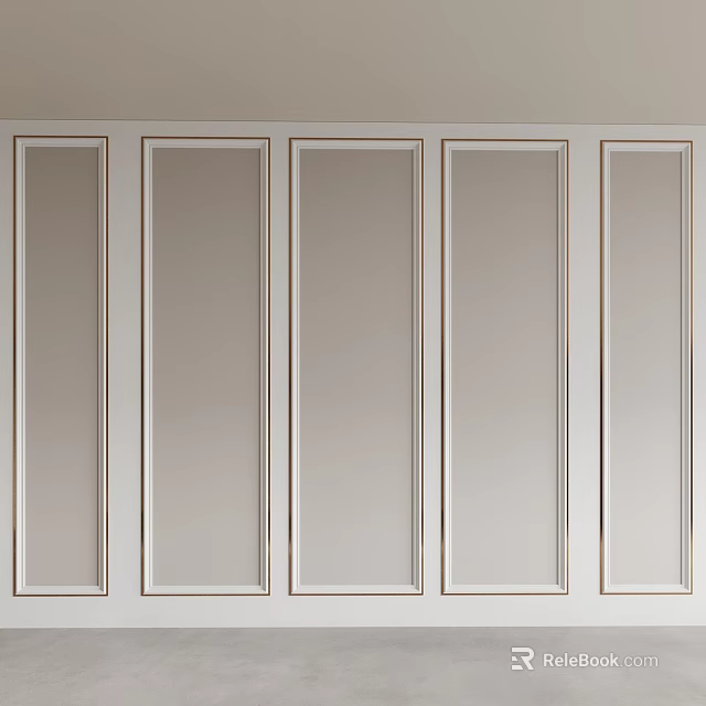Simple Light Colored Wooden Wainscoting Panels For Home Interior Wall Decor 3d model 
