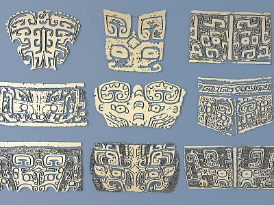 Traditional Ornate Carvings With Various Ancient Decorative Patterns And Intricate Motifs 3d model