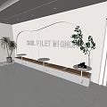 Modern Public Chairs With Bench Seats Small Tables And Indoor Plants