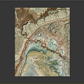 Colorful Square Terrain Map With Mountain River And Green Blue Brown Textures