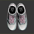 Casual Light Blue And White Sneakers With Pink Laces And Star Logo