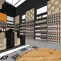 Supermarket Grocery Store Interior With Shelves Beverages Alcohol Bottles And Patterned Floor