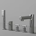 Modern Stainless Steel Bathroom Faucet Set With Shower Head And Knobs 3d model