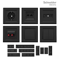 Black Modern Electrical Switches And Sockets Various Types For Daily Home Use