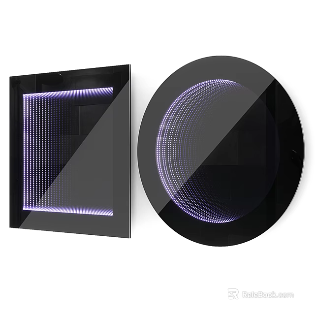 Commercial Equipment Square And Round Shapes With Purple Lighting Grid Pattern Design 3d model 