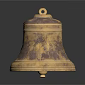 Decorative Ornament Set Featuring Brass Bell With Purple Patina And Ring Top Design