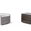 Modern Bedside Tables in Silver and Dark Brown with Drawer Design 3d model