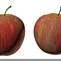 Two Fresh Red Apples With Natural Texture And Green Stem Close Up View