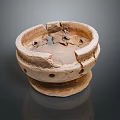 Ancient Broken Clay Vessel Featuring Cracks Holes And Layered Base Structure 3d model